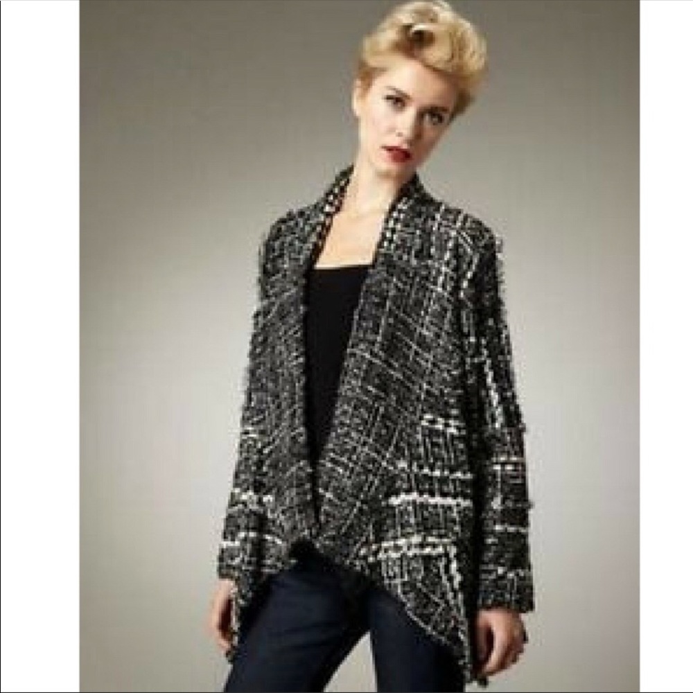 Great Indikka woven tweed open front coat